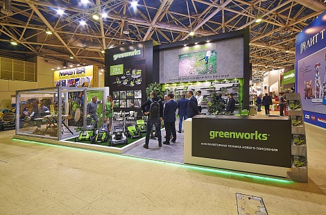 Эксклюзивный выставочный стенд для компании Greenworks от EXPOMASTER GROUP